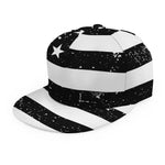 Monochrome Grunge American Flag Print Snapback Cap