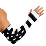 Monochrome Grunge American Flag Print Sun Protection Arm Sleeves