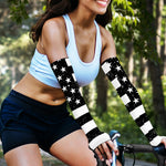 Monochrome Grunge American Flag Print Sun Protection Arm Sleeves