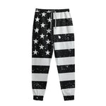 Monochrome Grunge American Flag Print Sweatpants