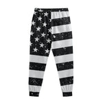 Monochrome Grunge American Flag Print Sweatpants