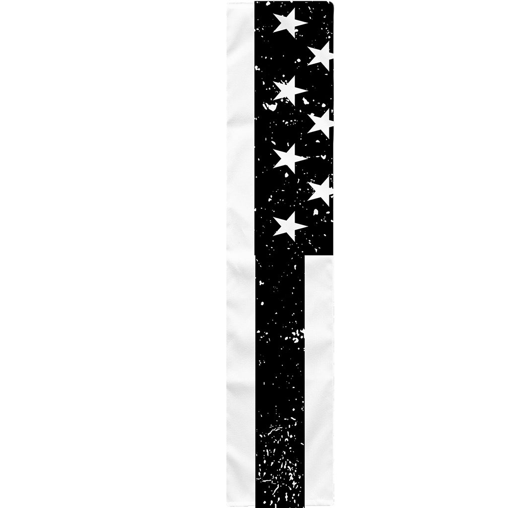 Monochrome Grunge American Flag Print Table Runner