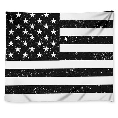 Monochrome Grunge American Flag Print Tapestry