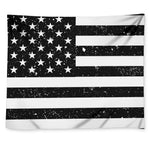 Monochrome Grunge American Flag Print Tapestry