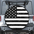 Monochrome Grunge American Flag Print Tire Cover