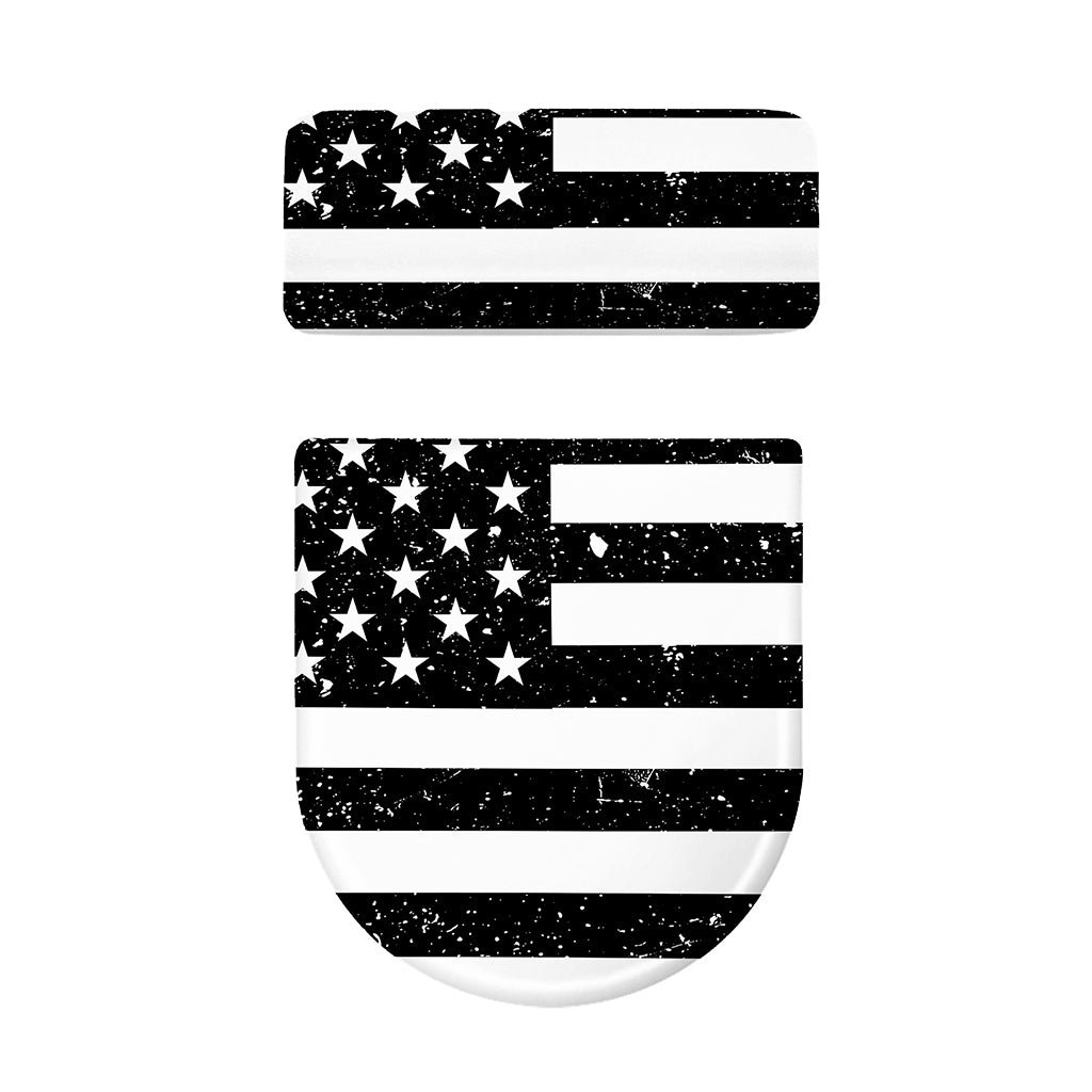 Monochrome Grunge American Flag Print Toilet Lid And Tank Cover Set