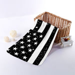 Monochrome Grunge American Flag Print Towel