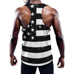 Monochrome Grunge American Flag Print Training Tank Top