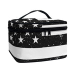 Monochrome Grunge American Flag Print Travel Makeup Bag