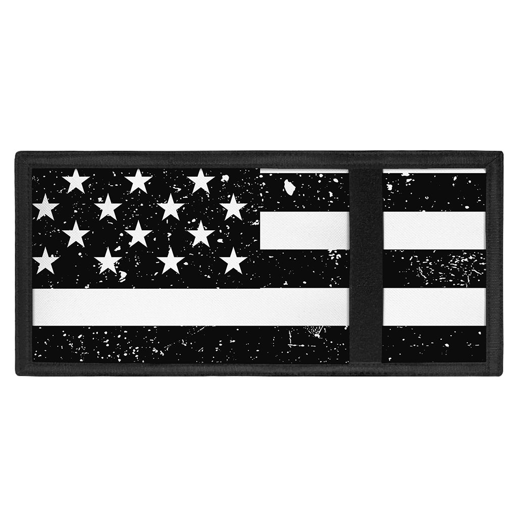 Monochrome Grunge American Flag Print Trifold Wallet