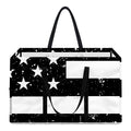 Monochrome Grunge American Flag Print Utility Tote Bag