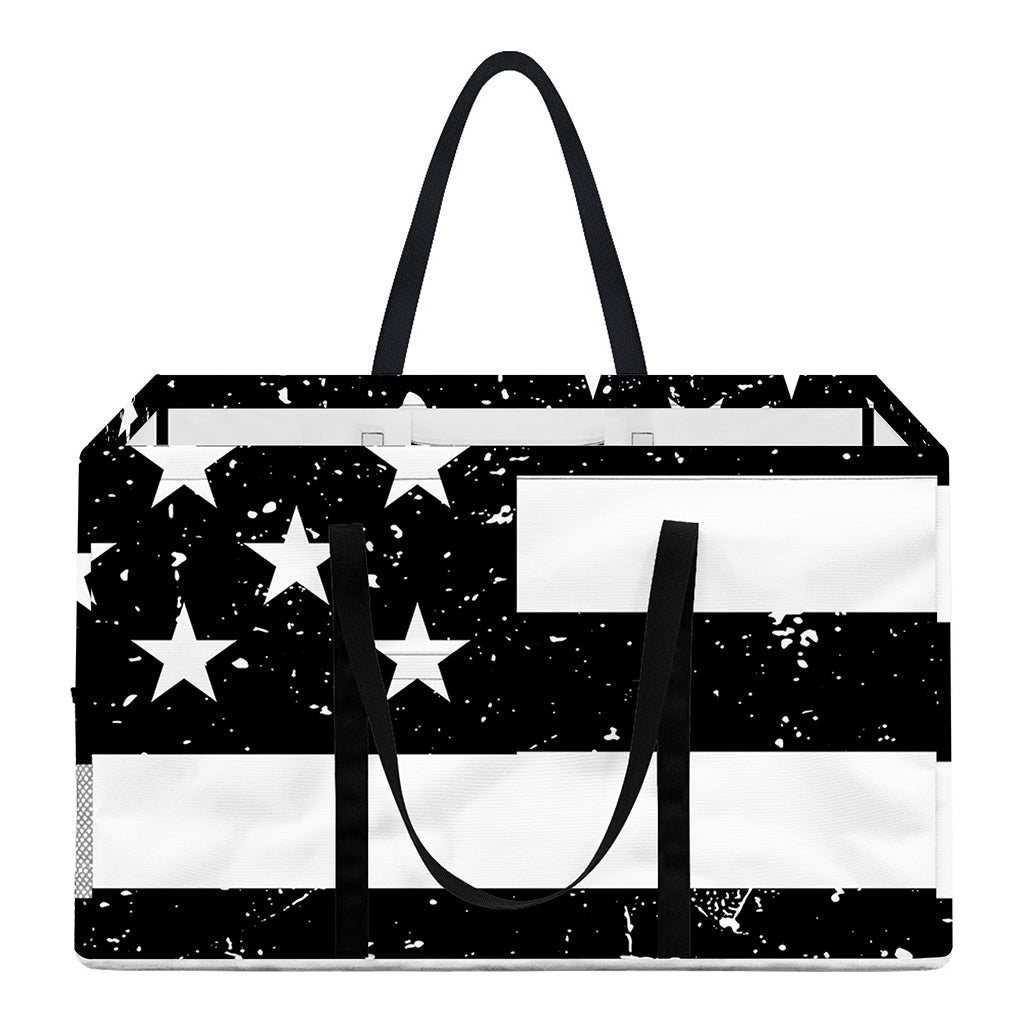 Monochrome Grunge American Flag Print Utility Tote Bag