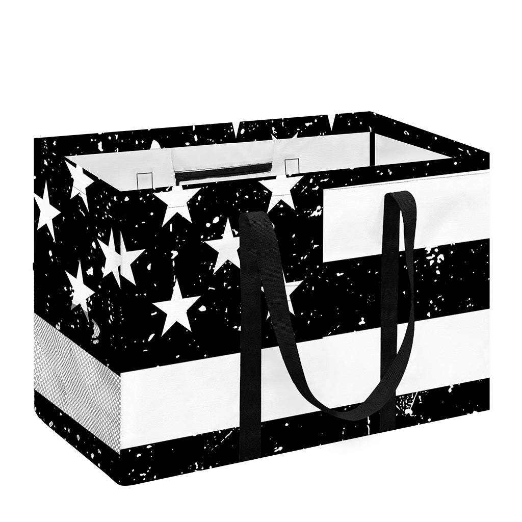 Monochrome Grunge American Flag Print Utility Tote Bag