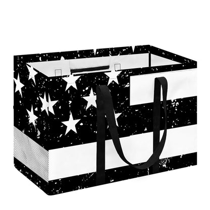 Monochrome Grunge American Flag Print Utility Tote Bag