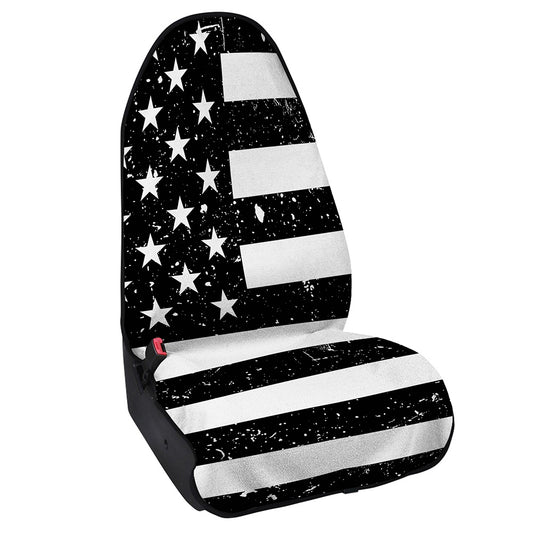 Monochrome Grunge American Flag Print Waterproof Car Seat Cover