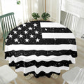 Monochrome Grunge American Flag Print Waterproof Round Tablecloth