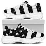 Monochrome Grunge American Flag Print White Chunky Shoes