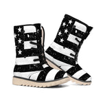 Monochrome Grunge American Flag Print Winter Boots