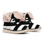 Monochrome Grunge American Flag Print Winter Boots