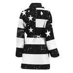 Monochrome Grunge American Flag Print Women's Bathrobe