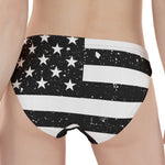 Monochrome Grunge American Flag Print Women's Panties