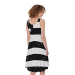 Monochrome Grunge American Flag Print Women's Sleeveless Dress