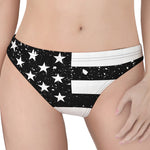 Monochrome Grunge American Flag Print Women's Thong