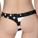 Monochrome Grunge American Flag Print Women's Thong