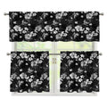 Monochrome Hawaiian Floral Print 3 Piece Kitchen Curtains