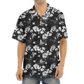 Monochrome Hawaiian Floral Print Aloha Shirt