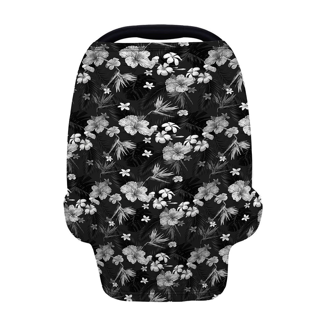 Monochrome Hawaiian Floral Print Baby Seat Cover