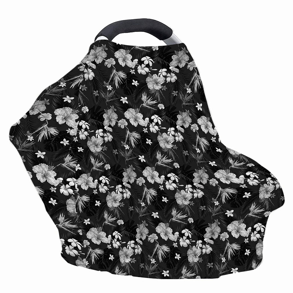 Monochrome Hawaiian Floral Print Baby Seat Cover