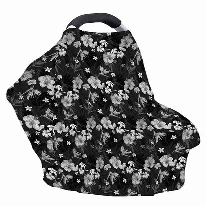 Monochrome Hawaiian Floral Print Baby Seat Cover