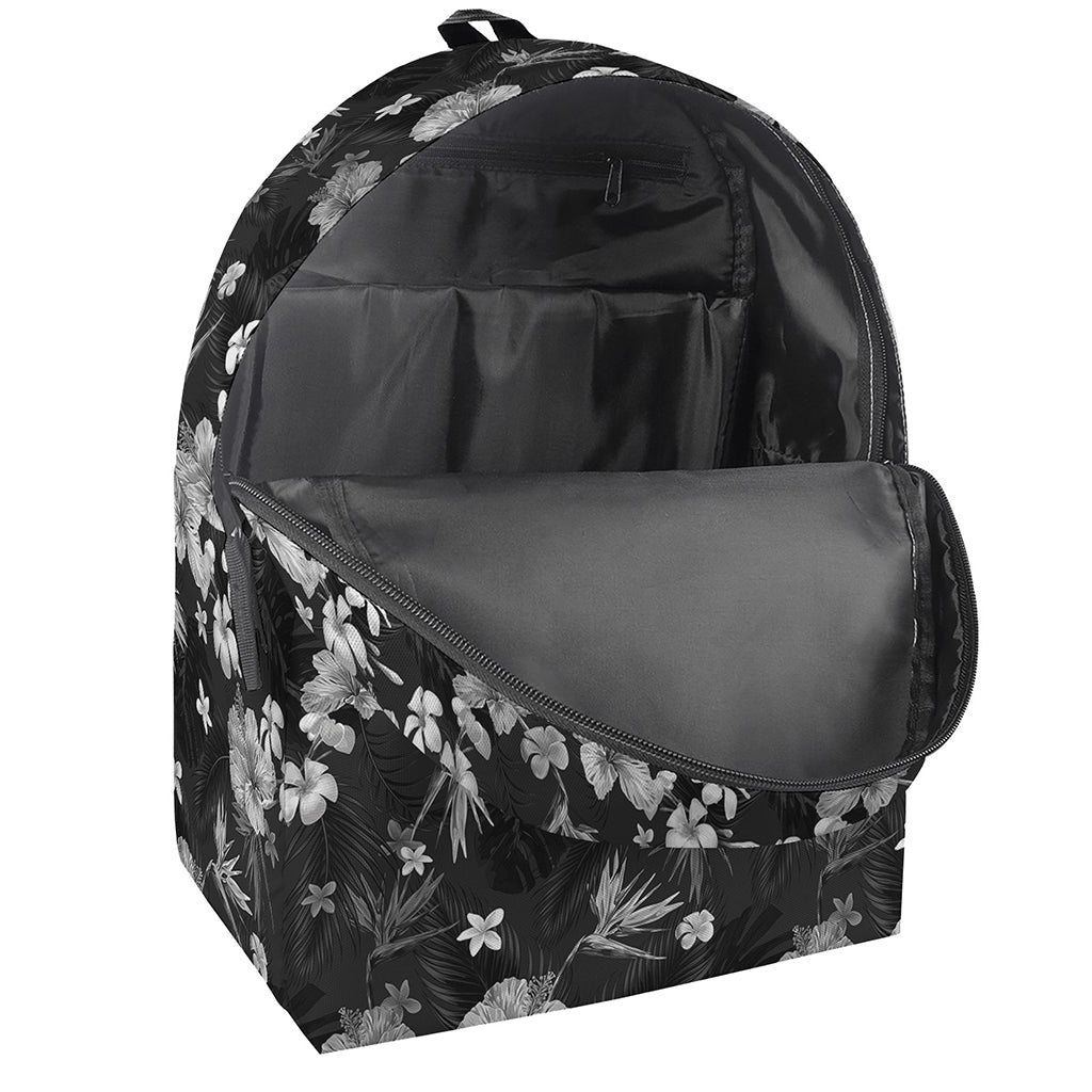 Monochrome Hawaiian Floral Print Backpack
