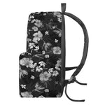 Monochrome Hawaiian Floral Print Backpack