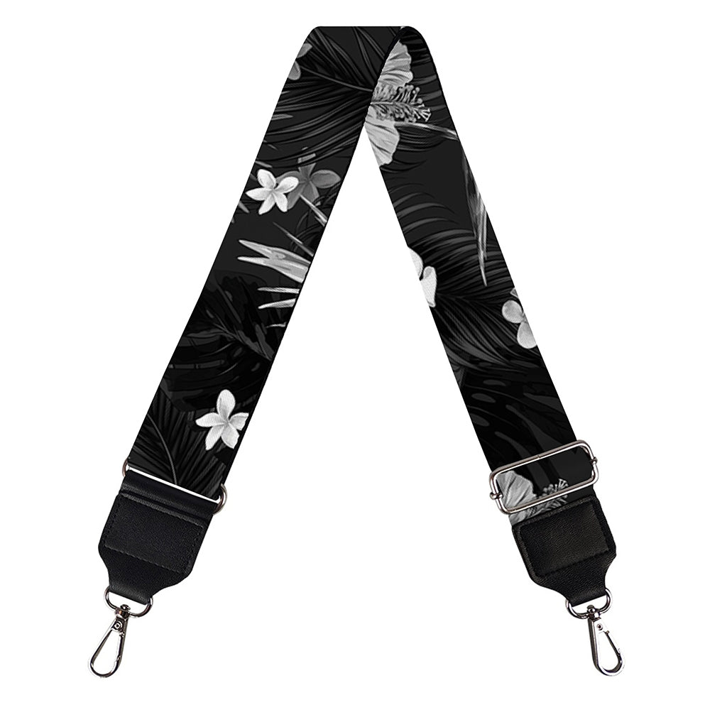 Monochrome Hawaiian Floral Print Bag Strap
