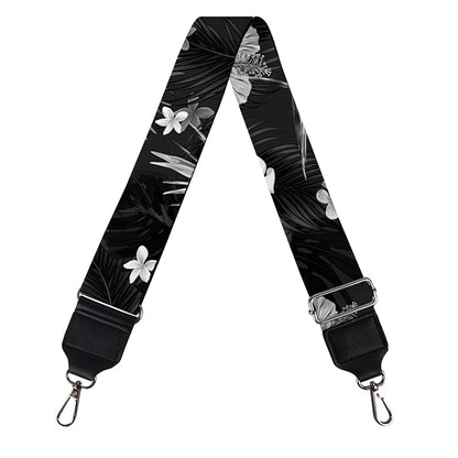 Monochrome Hawaiian Floral Print Bag Strap