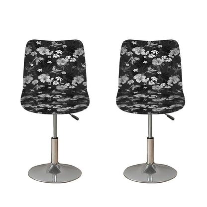 Monochrome Hawaiian Floral Print Bar Stool Covers