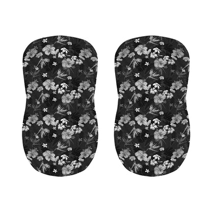 Monochrome Hawaiian Floral Print Bar Stool Covers