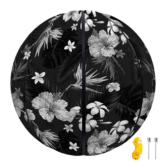 Monochrome Hawaiian Floral Print Basketball