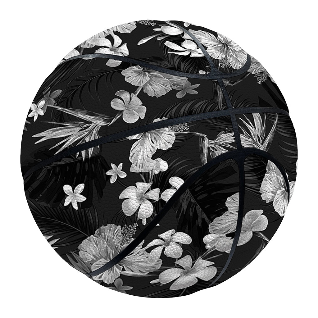Monochrome Hawaiian Floral Print Basketball