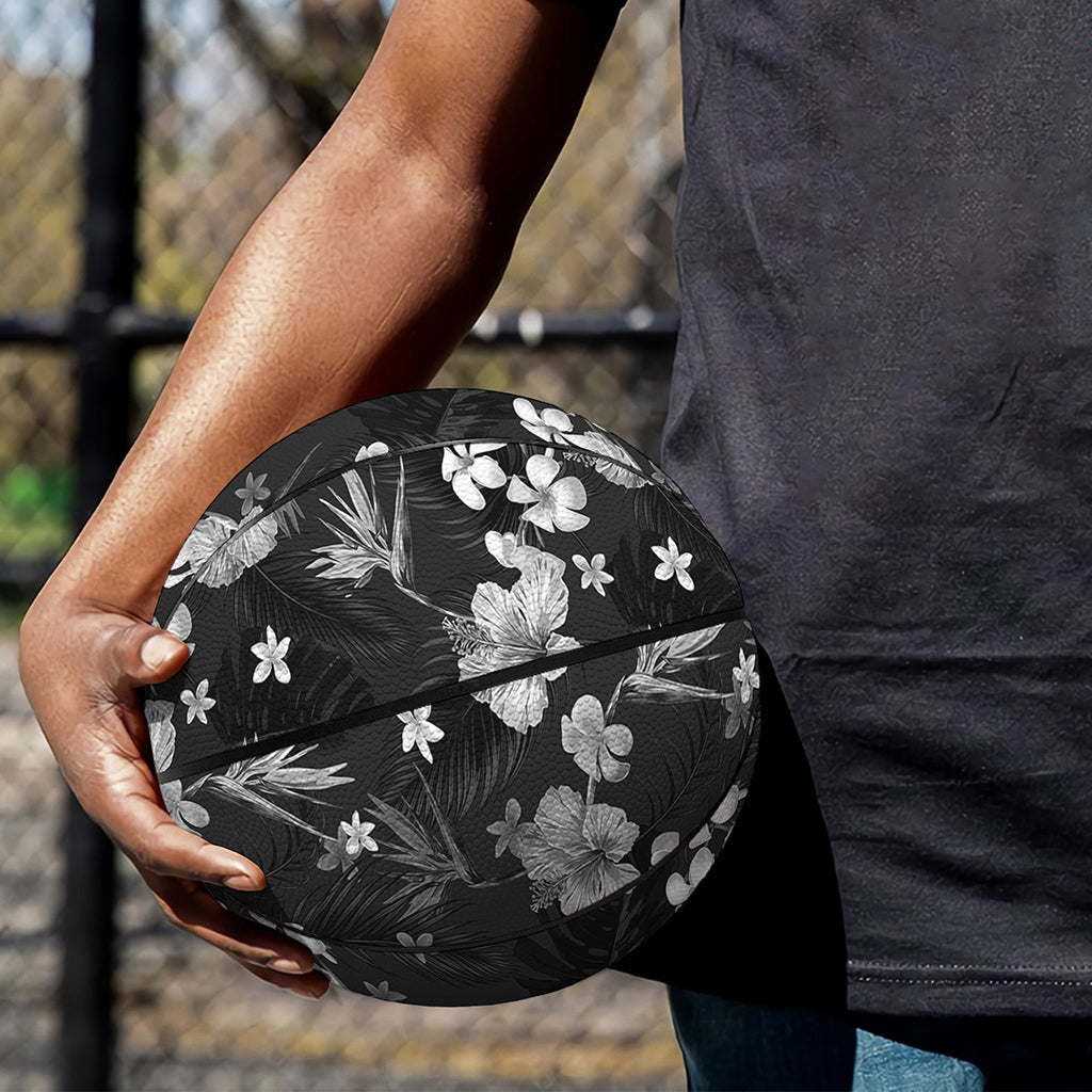 Monochrome Hawaiian Floral Print Basketball