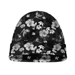 Monochrome Hawaiian Floral Print Beanie