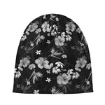 Monochrome Hawaiian Floral Print Beanie