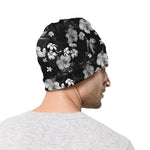 Monochrome Hawaiian Floral Print Beanie