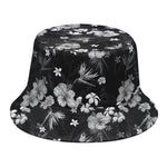 Monochrome Hawaiian Floral Print Bucket Hat