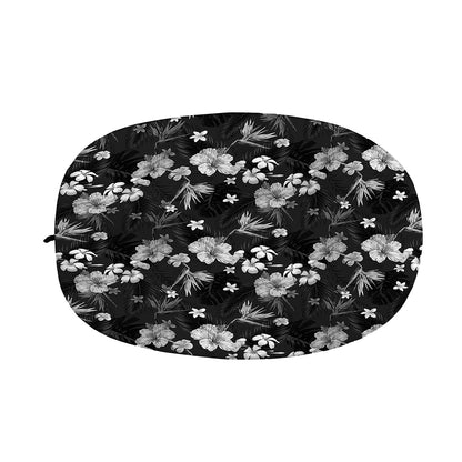 Monochrome Hawaiian Floral Print Car Side Mirror Covers