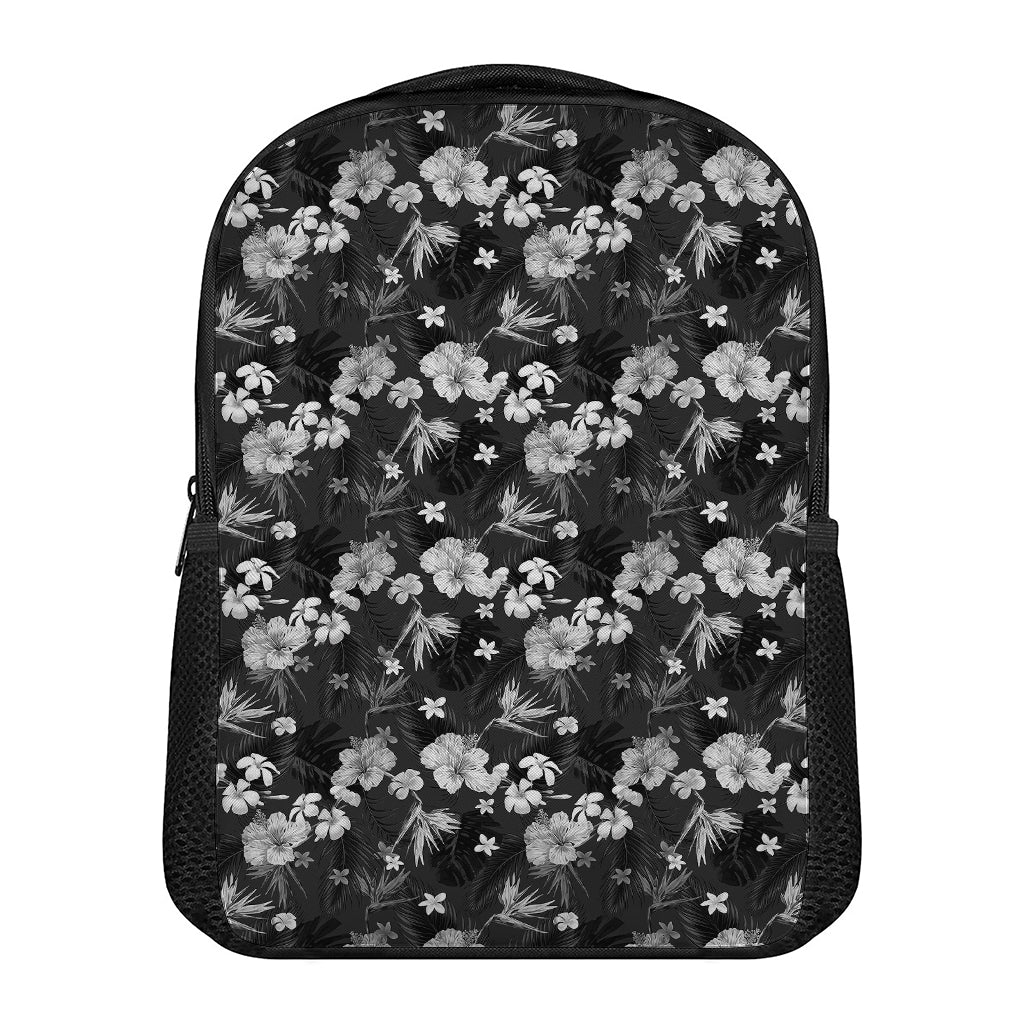Monochrome Hawaiian Floral Print Casual Backpack