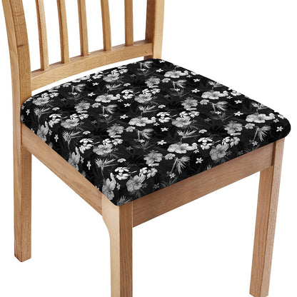 Monochrome Hawaiian Floral Print Chair Cushion Cover