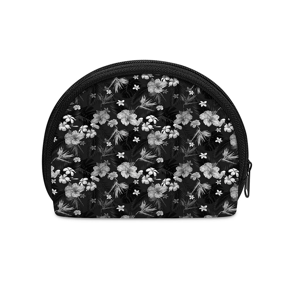 Monochrome Hawaiian Floral Print Coin Purse